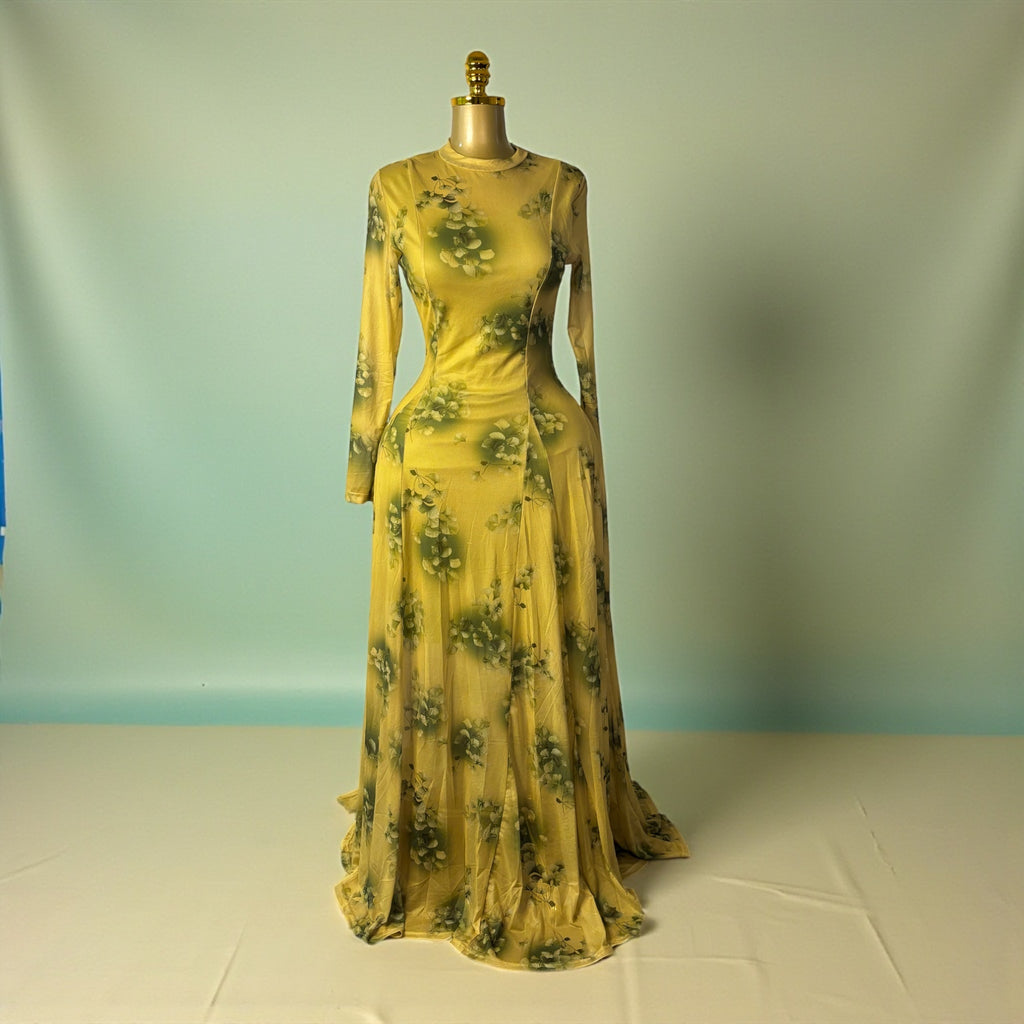 long sleeve yellow dress