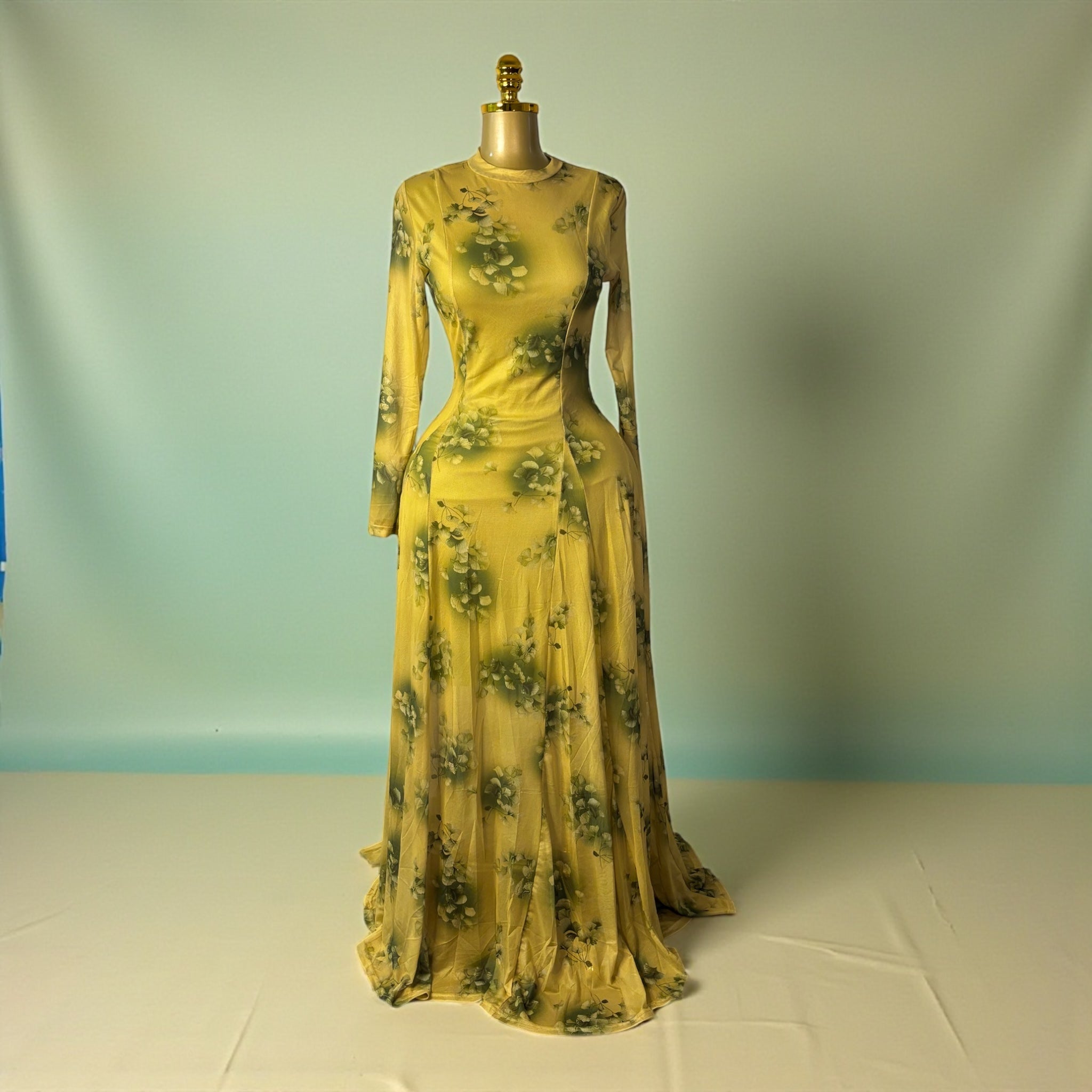 long sleeve yellow dress