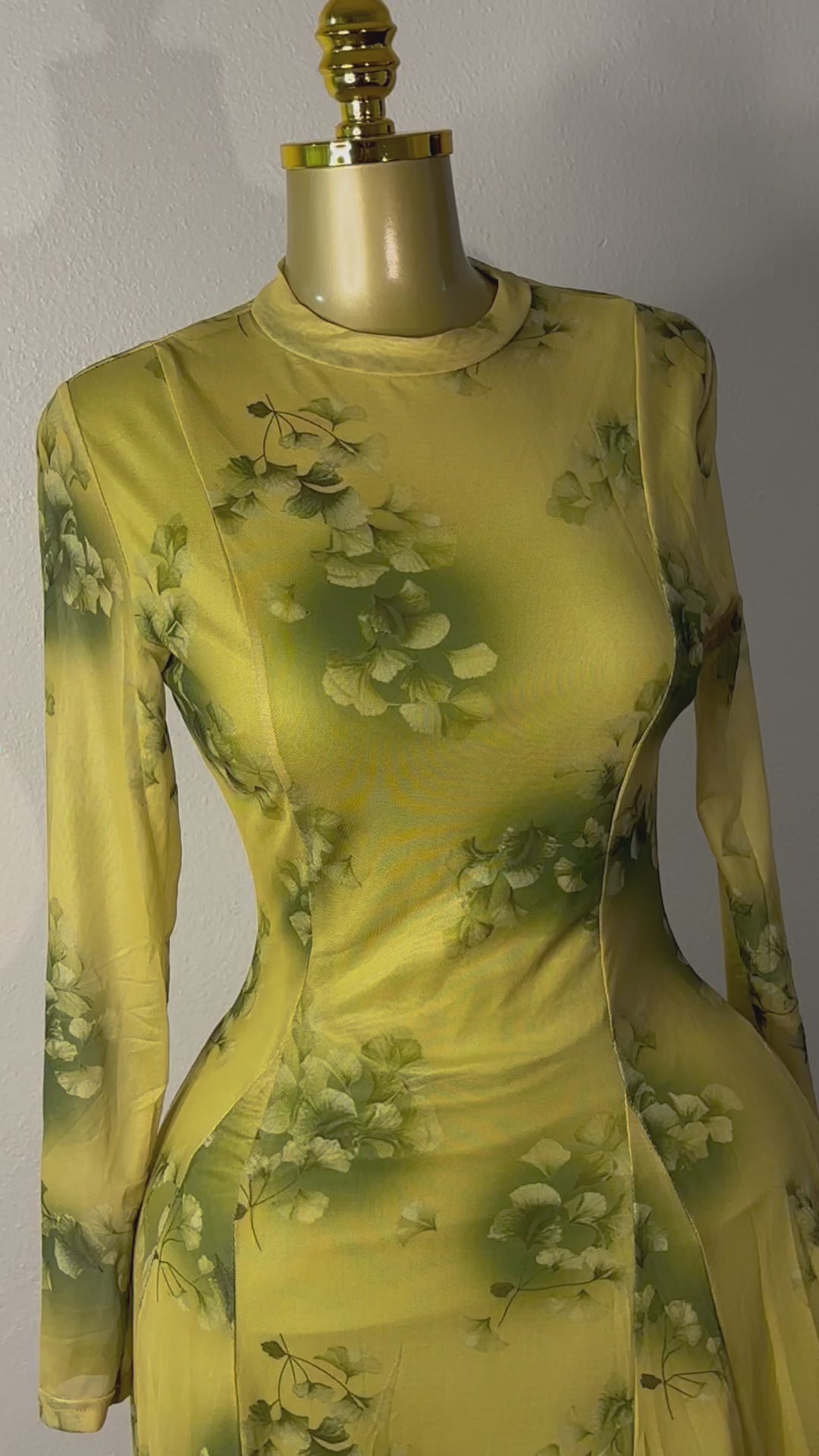 long sleeve yellow dress